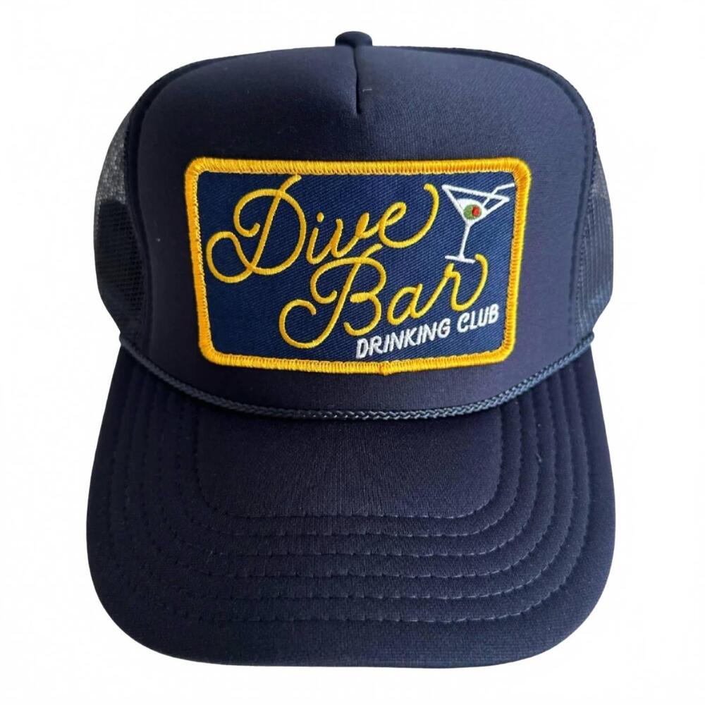 NEW LOCAL BEACH dive bar drinking club patch trucker hat in navy
